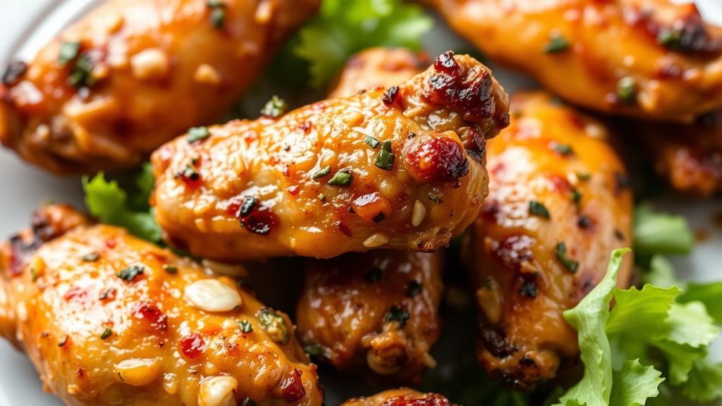 Куриные крылышки запеченные в пиве с имбирем золотистые