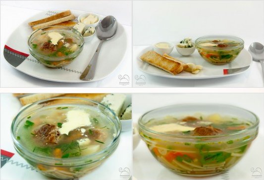 Суп с жареными фрикадельками