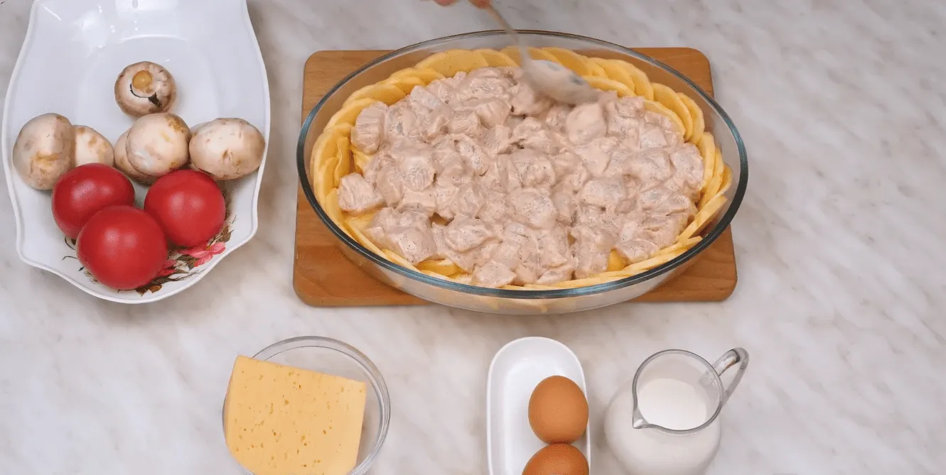 Рецепт праздничной запеканки с картофелем и курицей