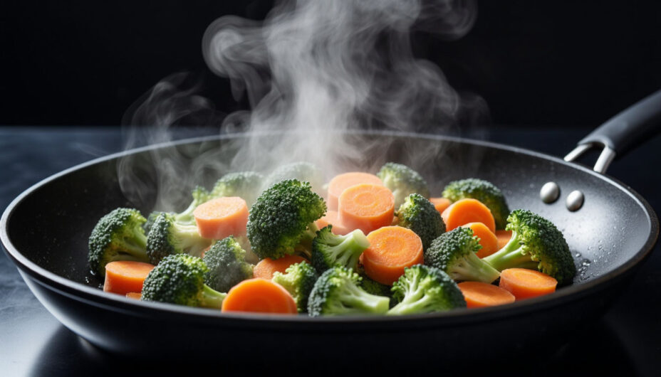Как быстро разморозить продукты Приготовление замороженных овощей на раскаленной сковороде без разморозки.