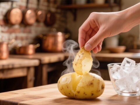 Быстрая чистка вареного картофеля одним движением руки.